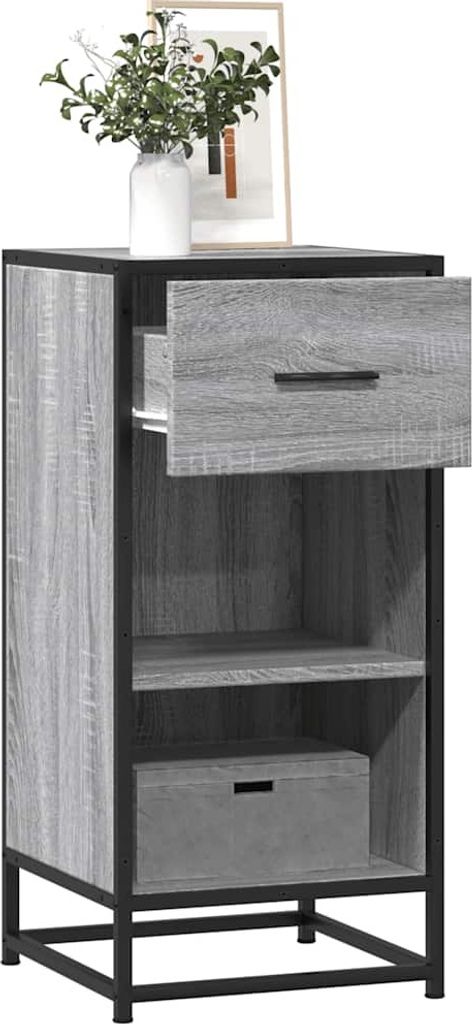 vidaXL Sideboard Grau Sonoma 35,5x35x76 cm Holzwerkstoff und Metall
