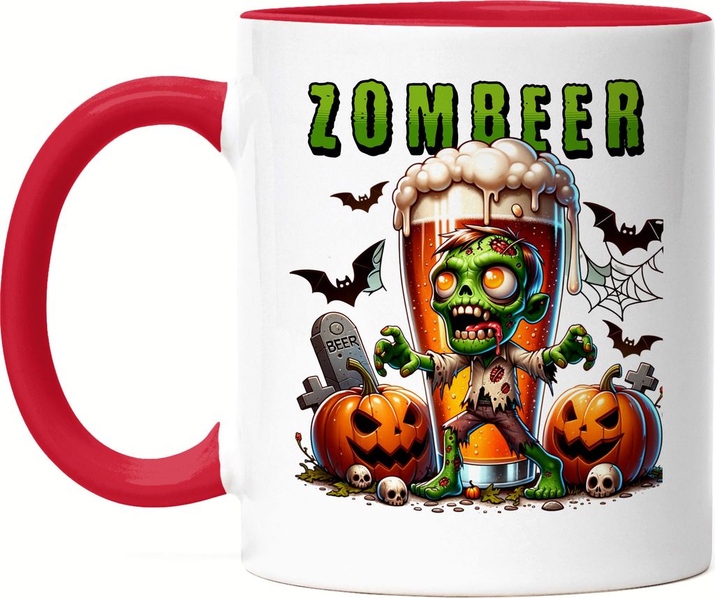 Zombeer Tasse Rot Halloween Bier Zombie Grusel Party Lustig