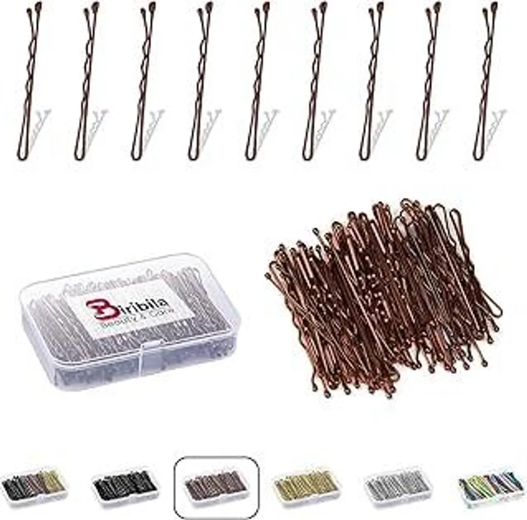 Biribila Bobby Pins 5 cm-150 pezzi Forcine piccole - Forcine per capelli da donna con bordi arrotondati in una scatola portaoggetti - Accessori per acconciature raccolte Forcine, perfette per lo styling Forcine grandi - Marroni