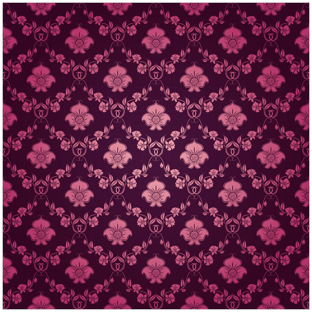 Wallario Wandbild aus Acryl, 50 x 50 cm, freischwebende Optik - Blumenmuster Damast in pink lila