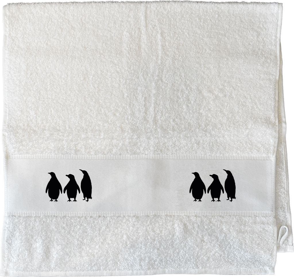 Huuraa Handtuch Pinguine Silhouette 50x100cm White Baumwolle Handtuch Geschenkidee