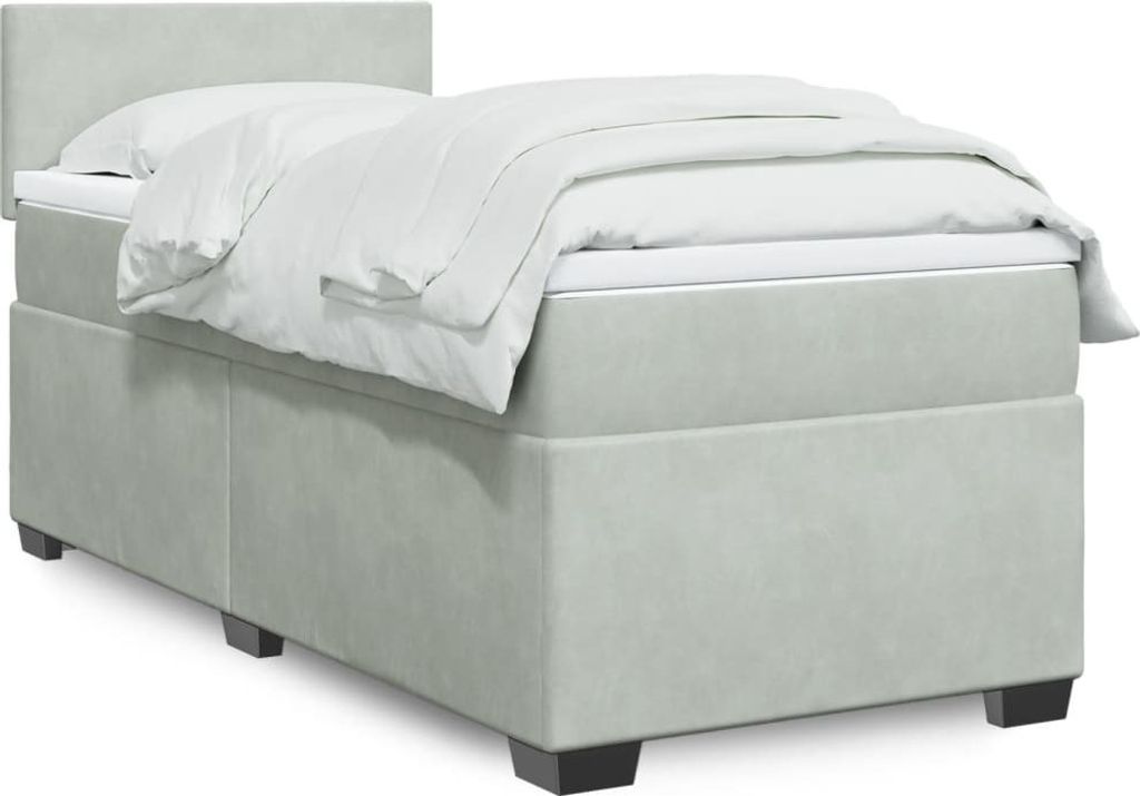 (NEU 2026) Boxspringbett mit Matratze, Doppelbett moderne, Hellgrau 100x200 cm - Samt - Klassische Betten - 67.49 kg