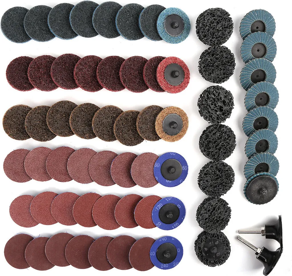 65 Disques de Ponçage à Fixation Rapide avec 3 Grains Assortis Nylon