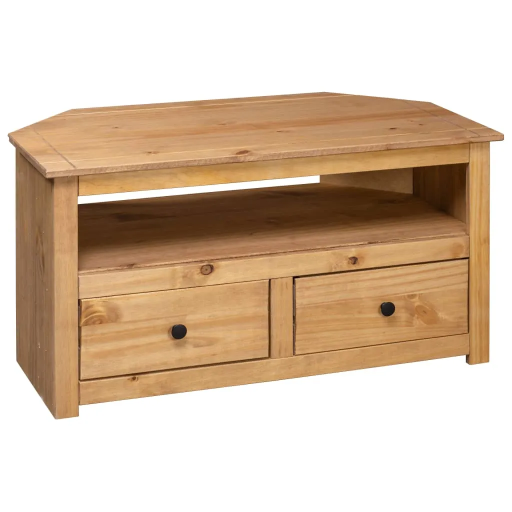 Support TV d'angle 93 cm en bois véritable Panama robuste et durable - 12