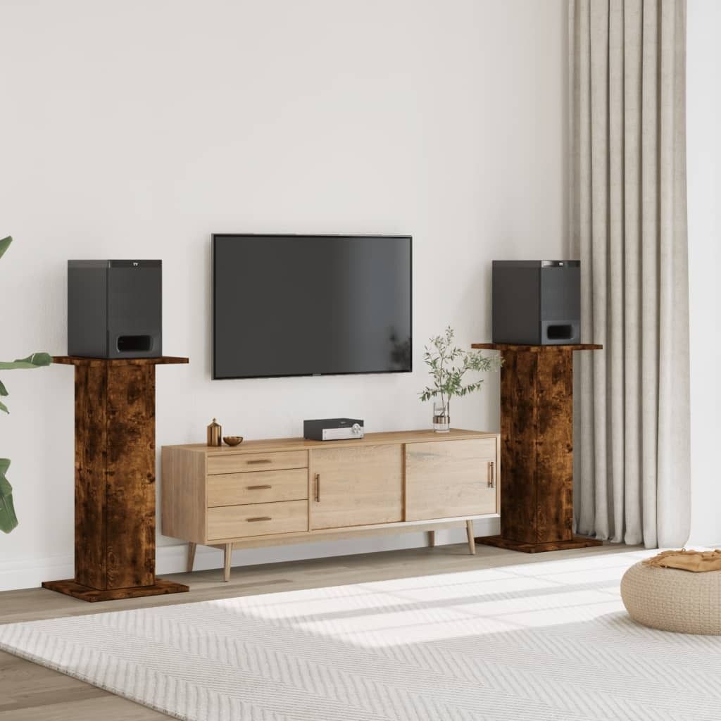 "2026 MODERNE"Lautsprecherständer 2Stk. Räuchereiche 30x30x95cm Holzwerkstoff Promotion609141 - Lautsprecherständer