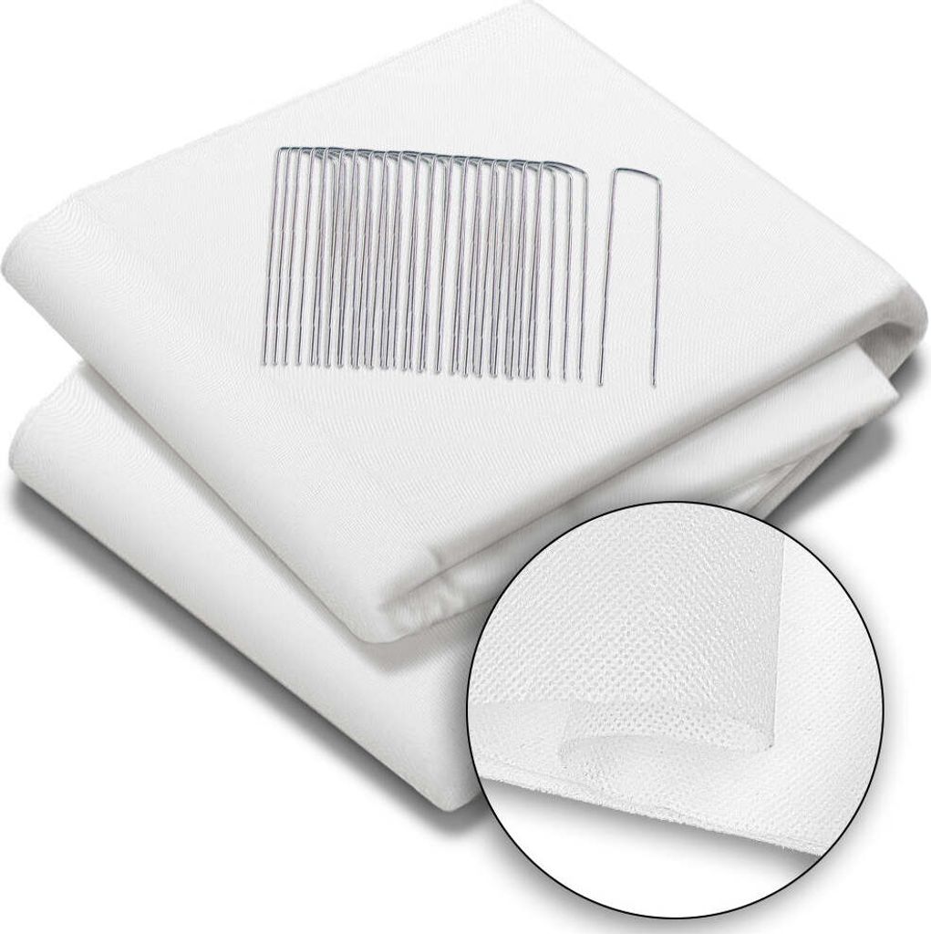 VOUNOT Gartenvlies Frostschutz mit 20 Erdanker, Frühbeetvlies Frostschutzvlies für Pflanzen, 50g/m², 1,5x20m