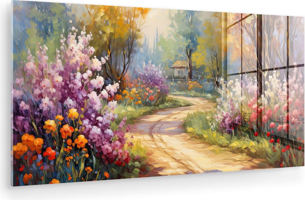 MuchoWow Glasbilder - Bilder auf Wandbild - Foto auf Glas Blumen - Bäume - Kunst - Aquarell 120x60 cm Wanddekoration aus Glas - Acrylglasbild - Ac...