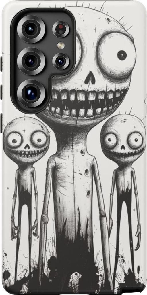 Drei schleimige Monster im Line-Art-Stil – Hülle Kompatibel mit Galaxy S25 Ultra