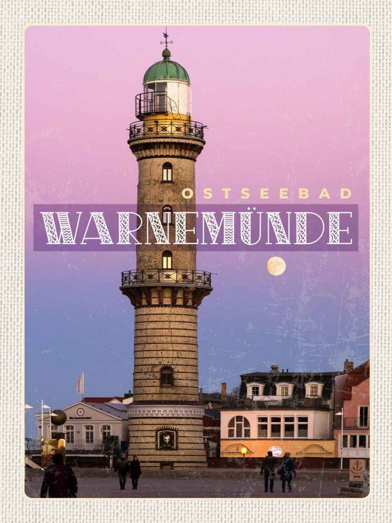 vianmo Holzschild 40x30 cm Travenmünde Strand Leuchtturm Bildmotiv Reisemotiv Dekoration