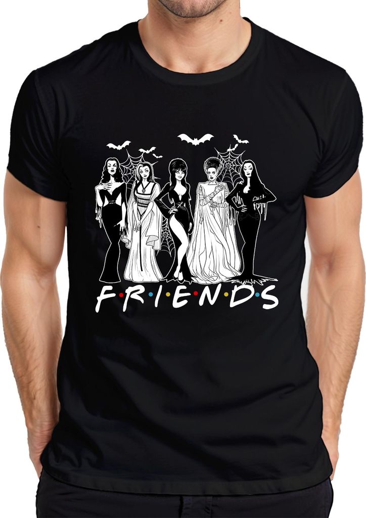 FRIENDS Halloween Gothic Vampirinnen Braut Munster Spinnenweben Herren T-Shirt, Schwarz, XL
