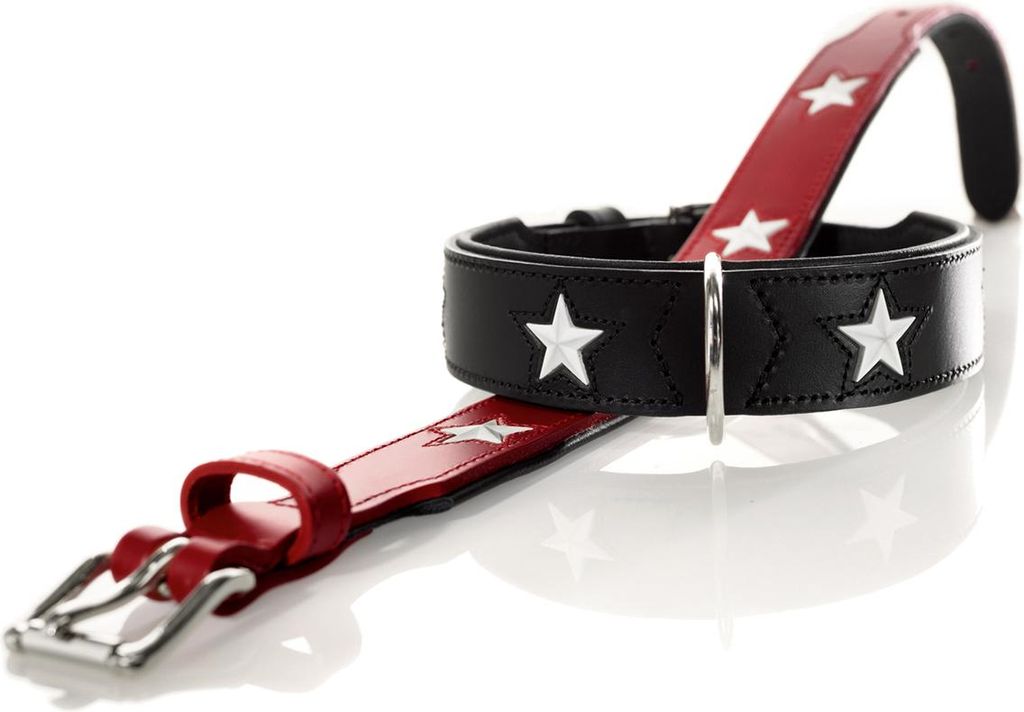 Hunter Halsband Magic Star Ökoleder schwaz S-M 50 cm