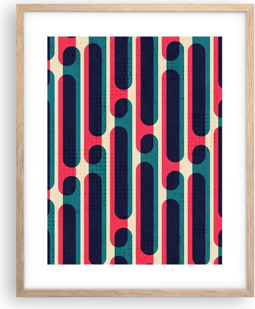 Gerahmtes Poster - Rahmen in heller Eiche - Abstraktion Muster Modern - 40x50 cm - Wand Bild - Wanddeko - Wandbilder - Wandposter - Bilderrahmen - ...