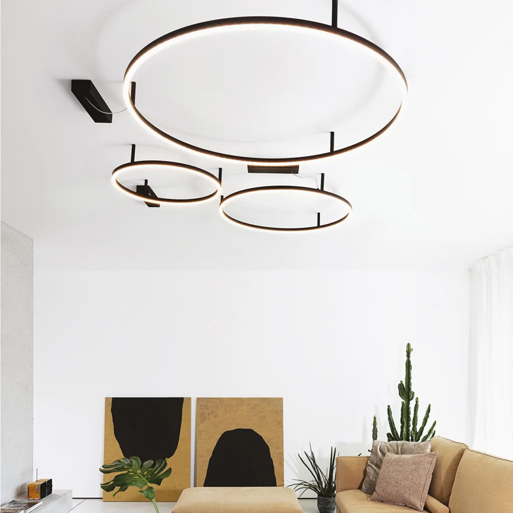 Plafonnier LED moderne Oracle en aluminium noir 32W 3000K pour salon