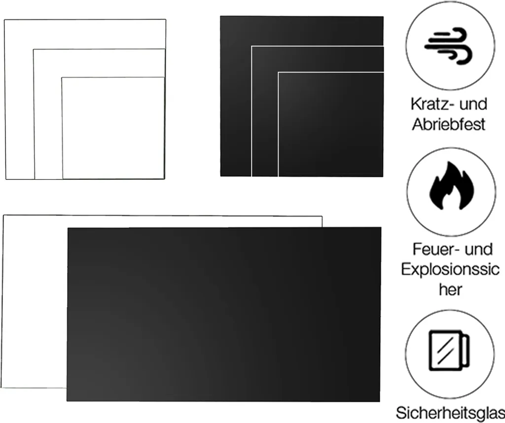Verre de Sécurité ESG Noir 70x70cm - Plateau de Table Multi-usage