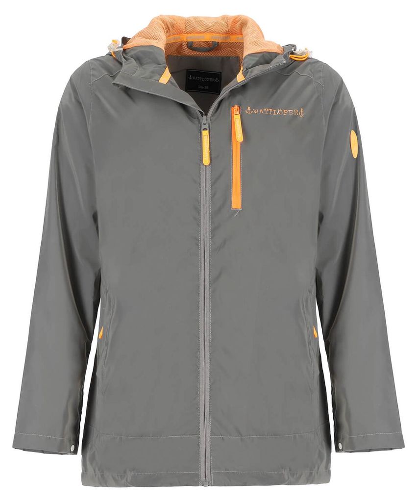 Wattlöper Damen Jacke Reflektierend mit Kapuze - Reflektierende Outdoor-Jacke in Hellgrau Größe 46