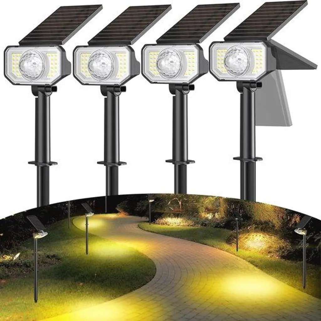 Lampes d'extérieur à énergie solaire - Lot de 4 avec 3 modes d'éclairage
