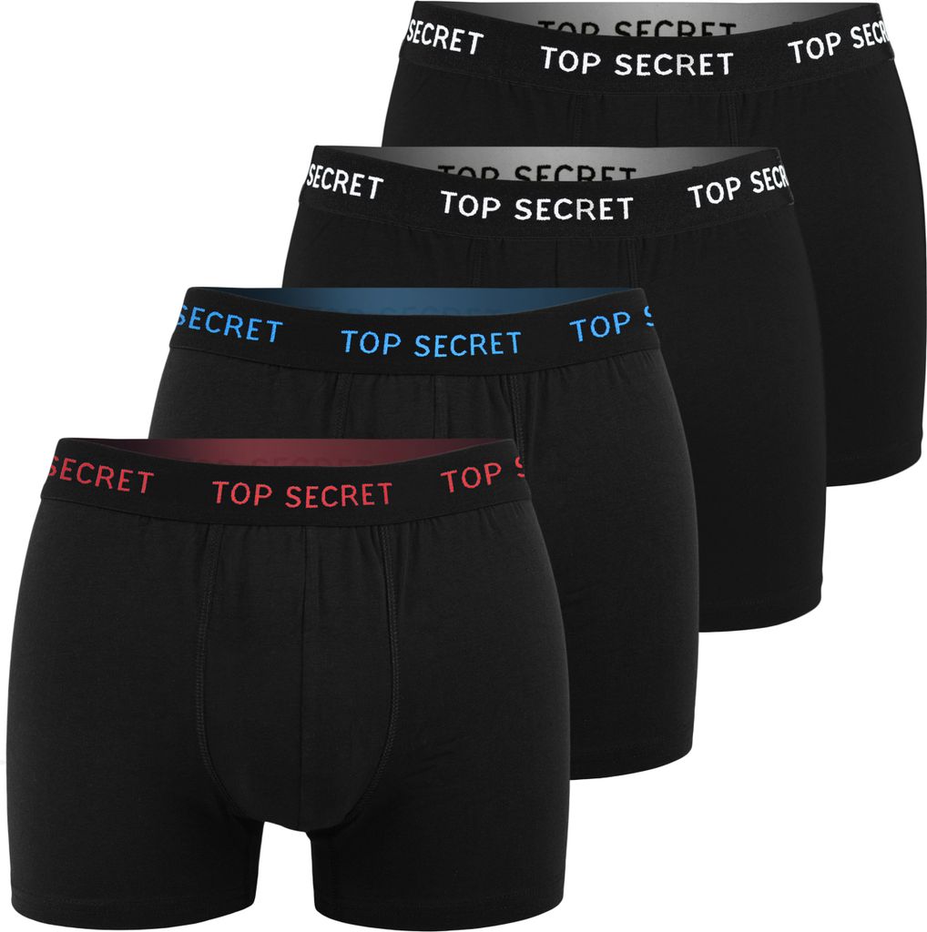 TOP SECRET Boxershorts Herren 4er Pack M Baumwoll Passform Atmungsaktiv Unterwäsche Unterhosen Männer Men Retroshorts