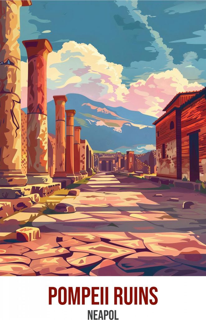 Plakat 70x100cm Pompeji Ruinen, Neapel