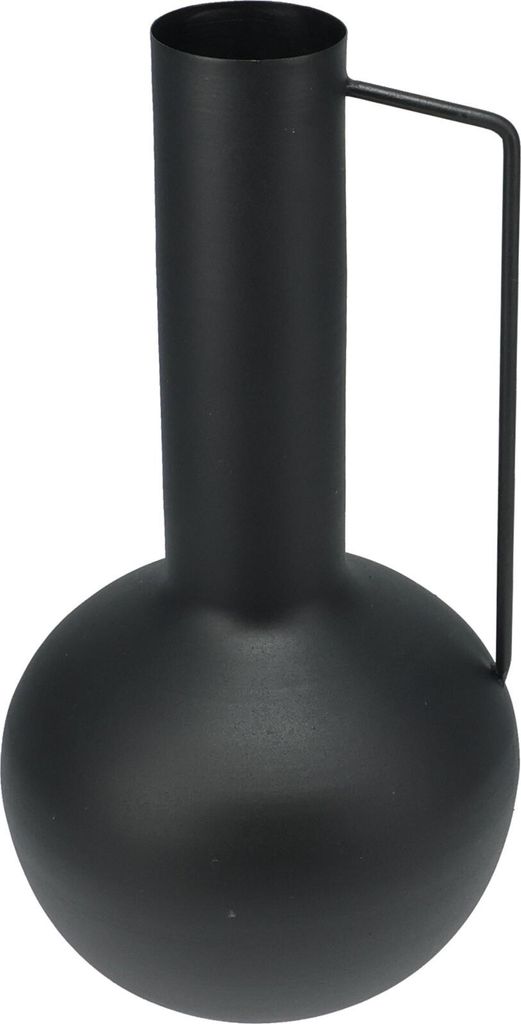 Vase Kula mattschwarzes Zink mit Henkel (17x17x34,5 cm)