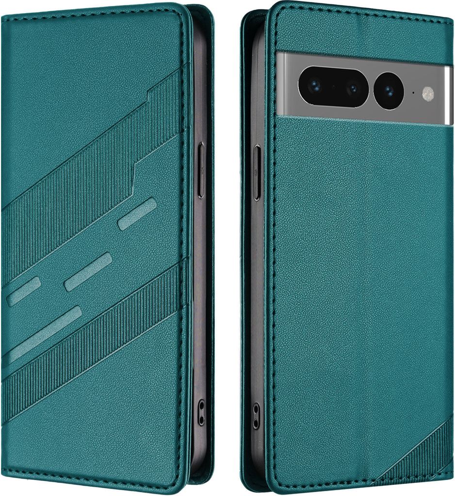 Hülle für Google Pixel 7 Pro, Kunstleder Brieftaschen Handyhülle mit Kartenfach und Standfunktion Grün