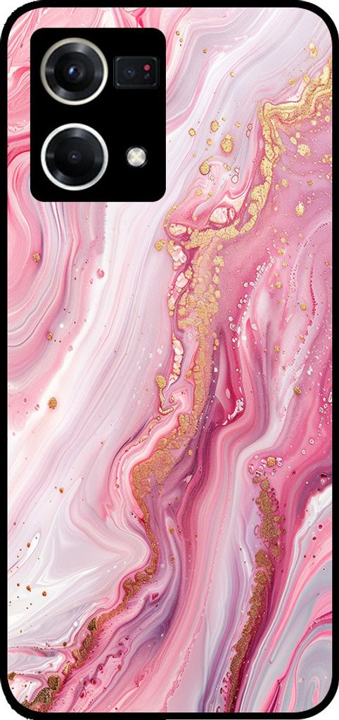 Smartphonica Telefon Fall geeignet für Oppo Reno8 4G mit Marmor-Druck - TPU zurück Abdeckung Fall Marmor-Design - Pink