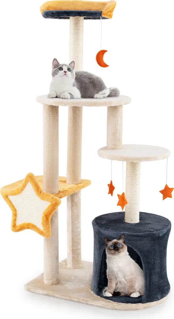 Arbre à Chat à Grimper avec Niche Douillette et Griffoirs en Sisal 5 Niveaux