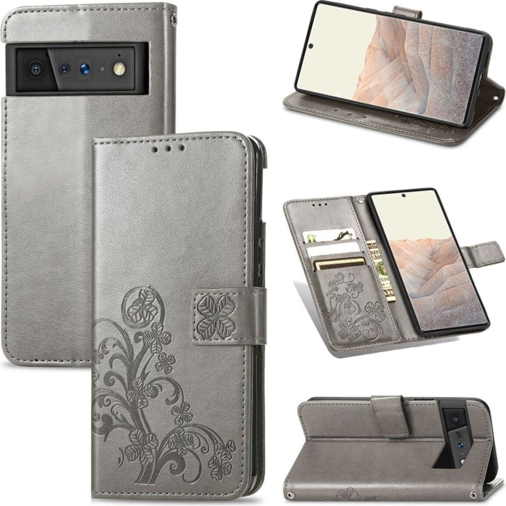 König Design Hülle kompatibel mit Google Pixel 6 Kunstleder Handyhülle - Handy Case Grau