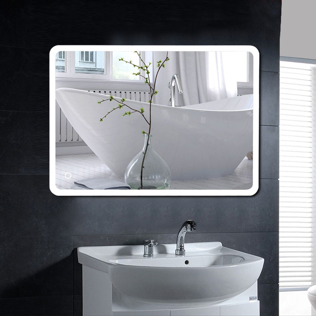 LED Badspiegel Badezimmerspiegel 70x50 cm Beleuchtung Badezimmerspiegel Wandspiegel Touch-Schalter