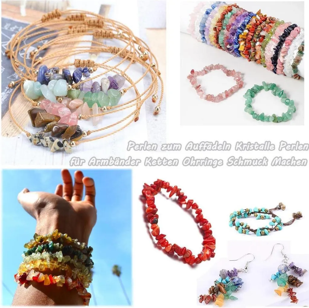 Kit Perles en Pierres Naturelles 7 Chakra pour Création de Bracelet DIY