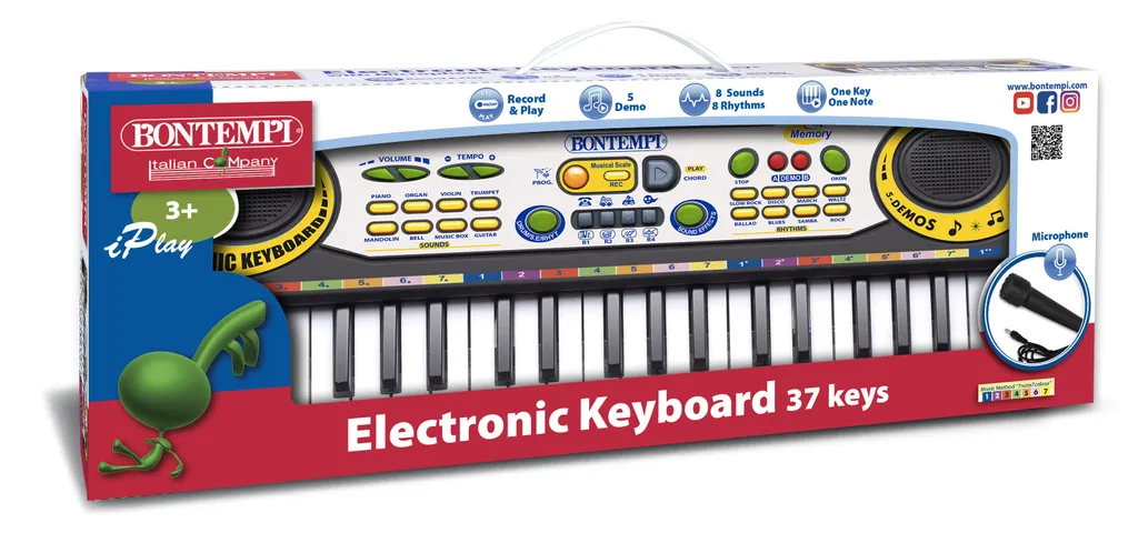 Bontempi E-Keyboard 37 Touches et Micro Filaire - 22 Chansons de Démo - 3
