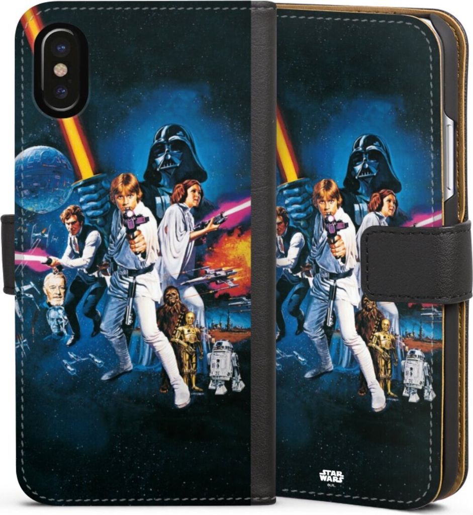 DeinDesign Klapphülle für Apple iPhone Xs Handytasche Lederhülle Tasche Episode IV Fanartikel Star Wars
