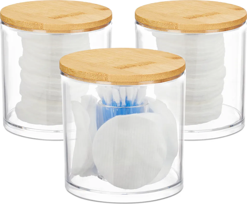 Organizer Bagno Relaxdays Set 3 Pezzi Porta Dischetti e Cotton Fioc