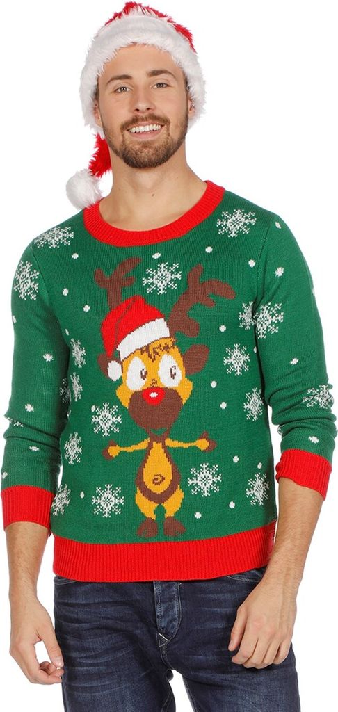Wilbers Weihnachtspullover Rentier grün S - XXL  Produktbild 1