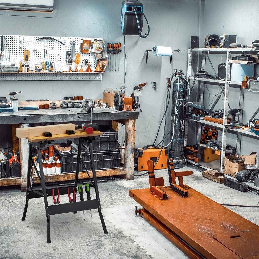 Table de Serrage Pliable et Établi de Menuisier Mobile avec Pieds Acier - 2