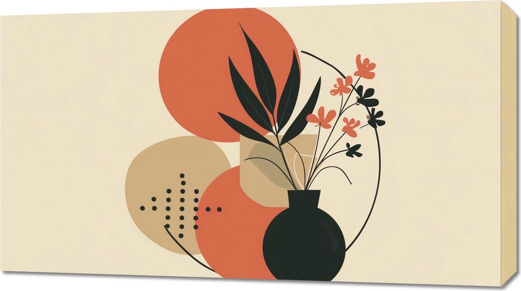 Bild 90x50cm Vase mit Blumen