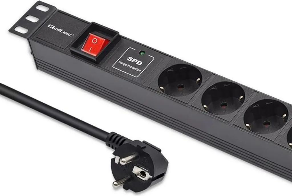 Multiprise Rackable 19 Pouces 1U en Aluminium avec 6 Prises 16A