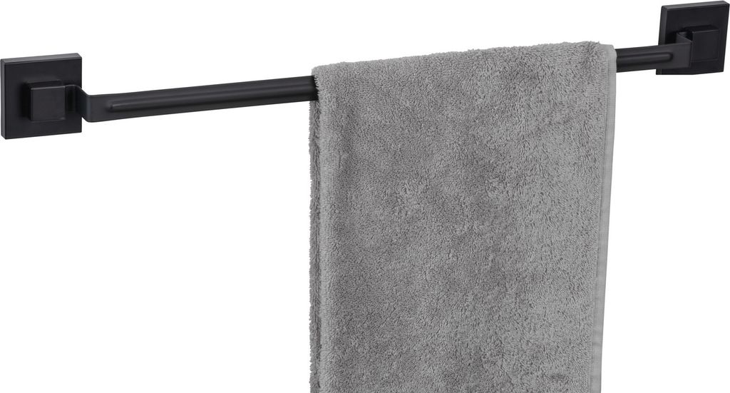 WENKO Vacuum-Loc Badetuchstange Mod. Quadro Schwarz, Befestigen ohne Bohren