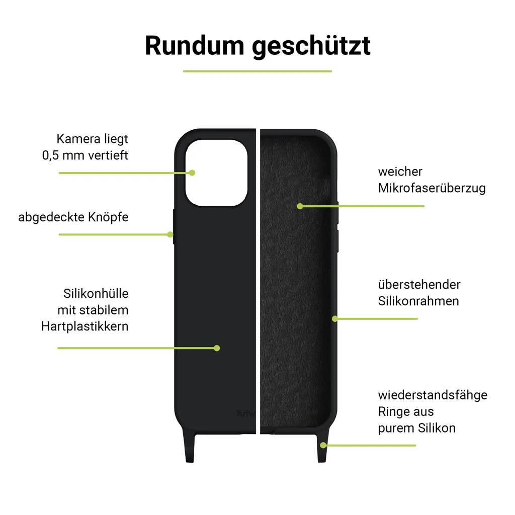 Coque iPhone 14 Pro Max avec collier ARTWIZZ HangOn en silicone noir - 6