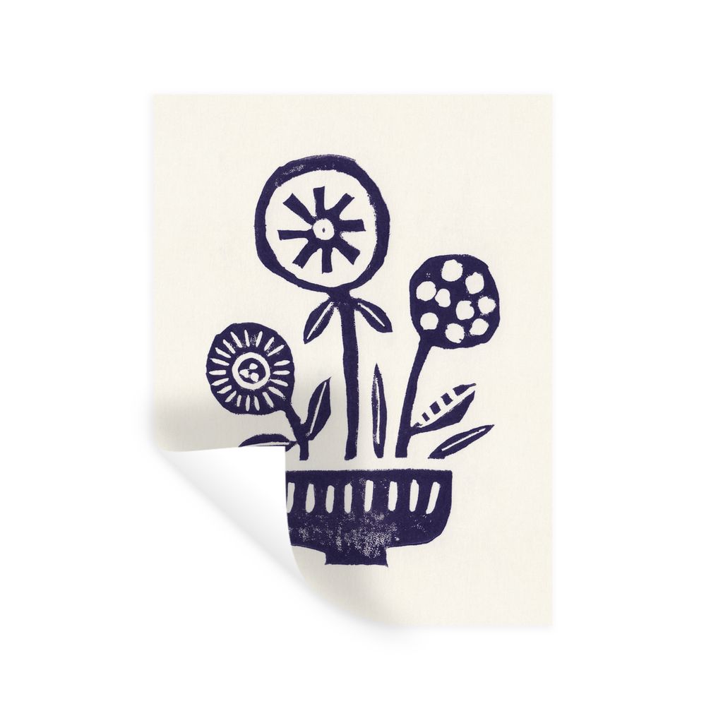 MuchoWow Wandtattoo Wandsticker Wandaufkleber Blumen - Pflanzen - Vase - Abstrakt 60x80 cm Selbstklebend und Repositionierbar - Repositionierbar ...