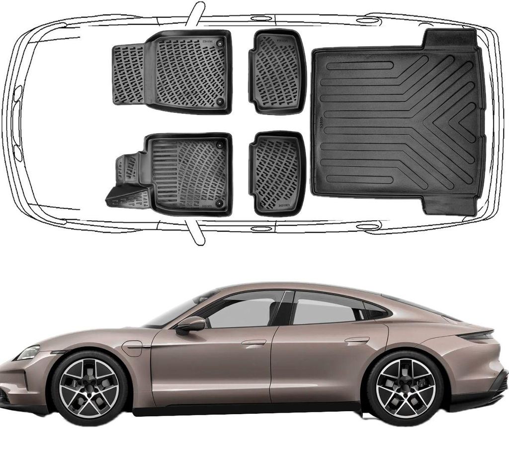 3D Fußmatten & Kofferraumwanne Auto Set Kompatibel mit Produktbild 
