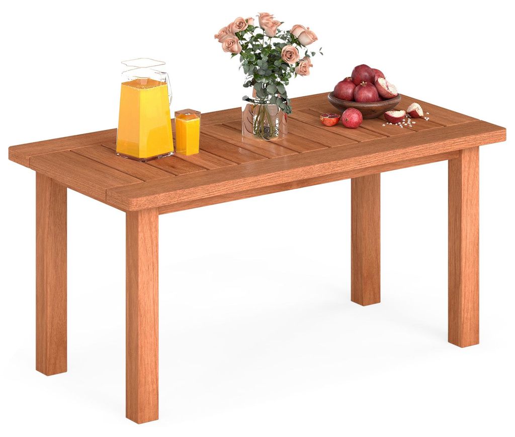 COSTWAY Couchtisch Holz, Beistelltisch Outdoor Wetterfest, Gartentisch, rechteckiger Holztisch, Balkontisch, Kaffeetisch, 90 x 45,5 x 43,5 cm, Natur