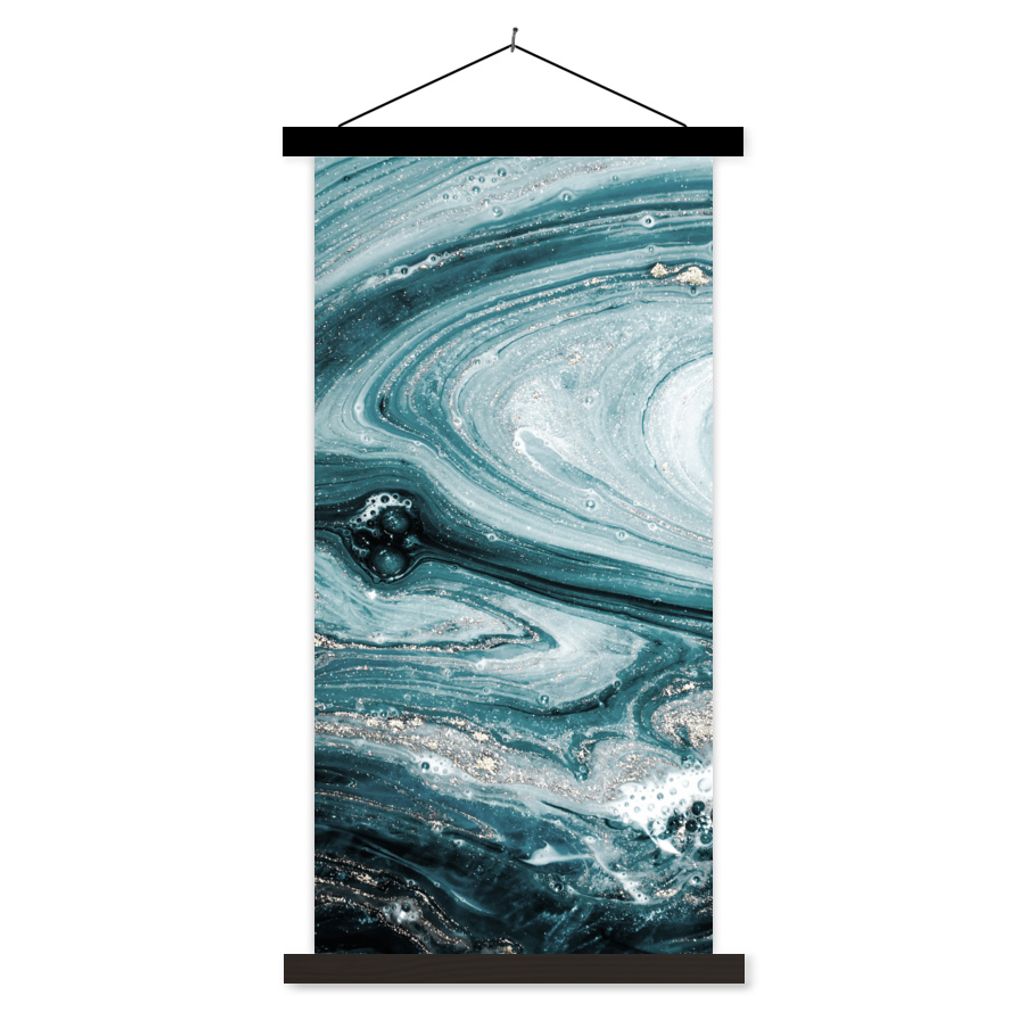 MuchoWow Textilposter Marmor - Mineralien - Naturstein 40x80 cm mit schwarzem Rahmen - Wandemalerei