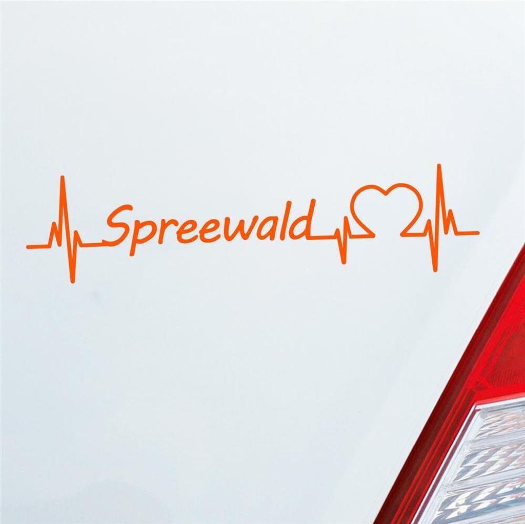 Auto Aufkleber Spreewald Puls Herzschlag mit Ferien Region Motiv 19x5 cm Orange Sticker Heckscheibenaufkleber