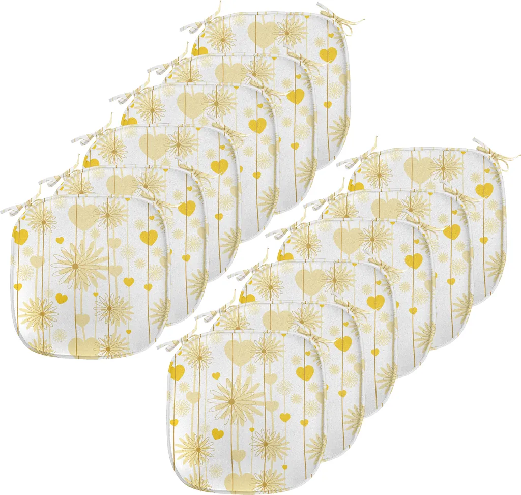 ABAKUHAUS Set 12 Cuscini Sedie 40x40 Impermeabili - Design Giallo Floreale