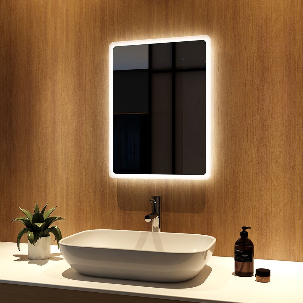 Badspiegel mit Beleuchtung Wandspiegel Badezimmerspiegel Badspiegel LED 45x60 cm 