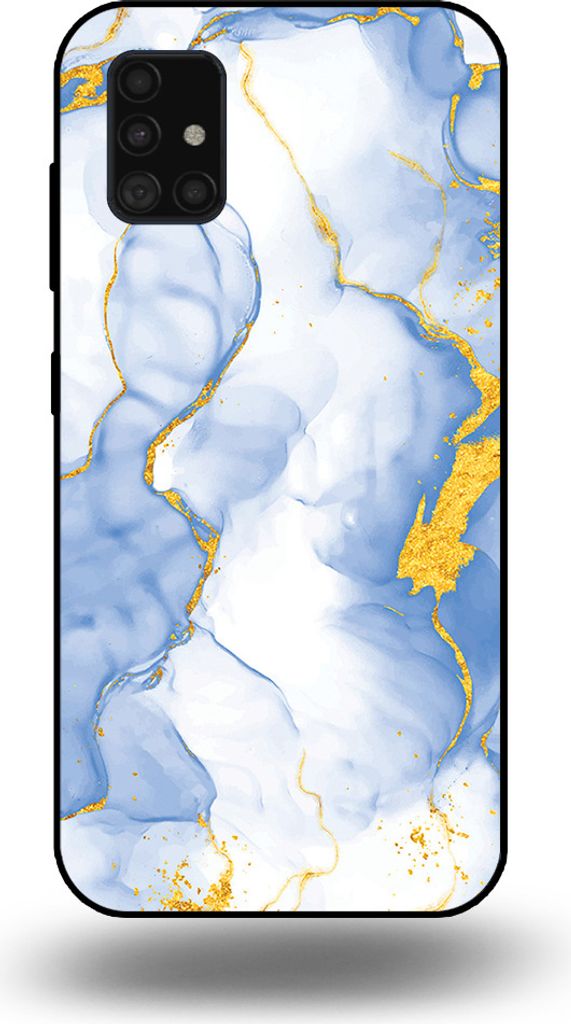 Smartphonica Handyhülle geeignet für Samsung Galaxy A51 5G mit hellblauem Gold Marmor Print - TPU Backcover Case hellblau Gold Marmor Design