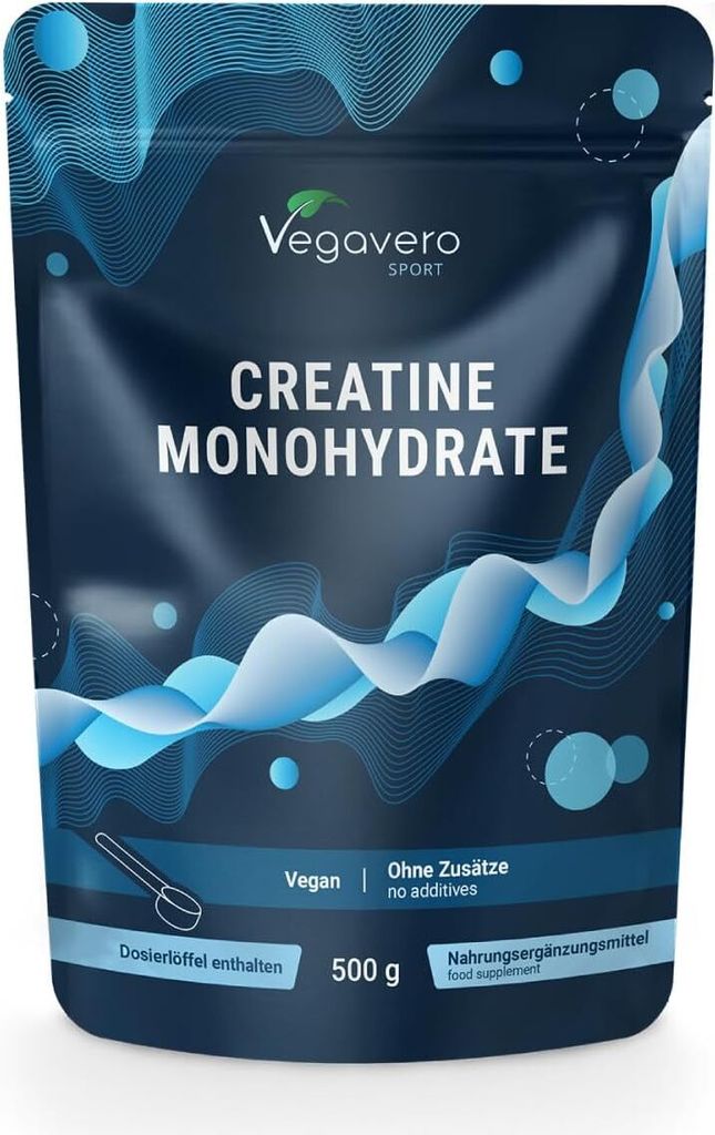 Vegavero Creatin Monohydrat Pulver | 500 g | reines Kreatin-Monohydrat | wiederverschließbarer Beutel | vegan