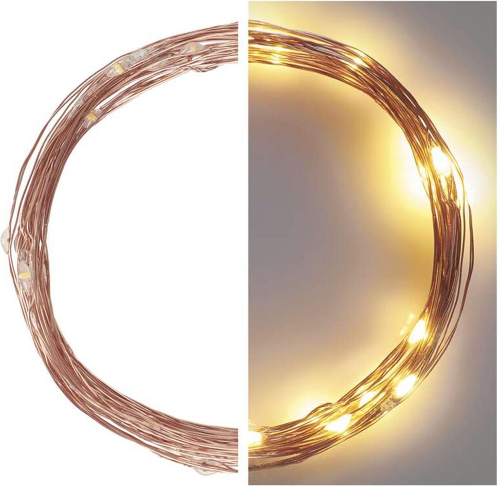 LED vianočná nano reťaz, medená, vonkajšia, 40 LED, teplá Obrázok produktu 