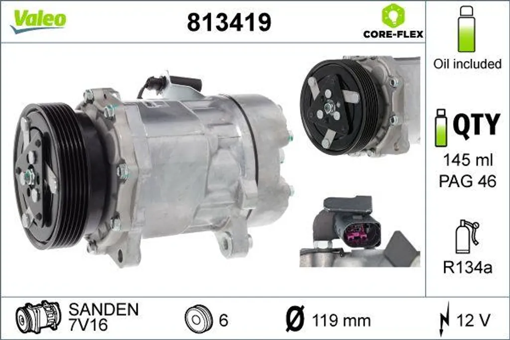 Réparer Clim HS : Compresseur Valeo 813419 pour VW Caddy et Alhambra