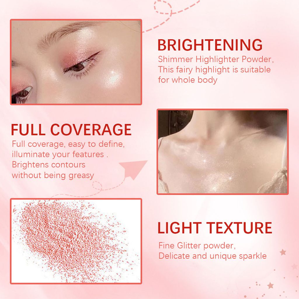 3 x Highlighter puder, Glitter Highlighter, Shimmer, Produktbild 6